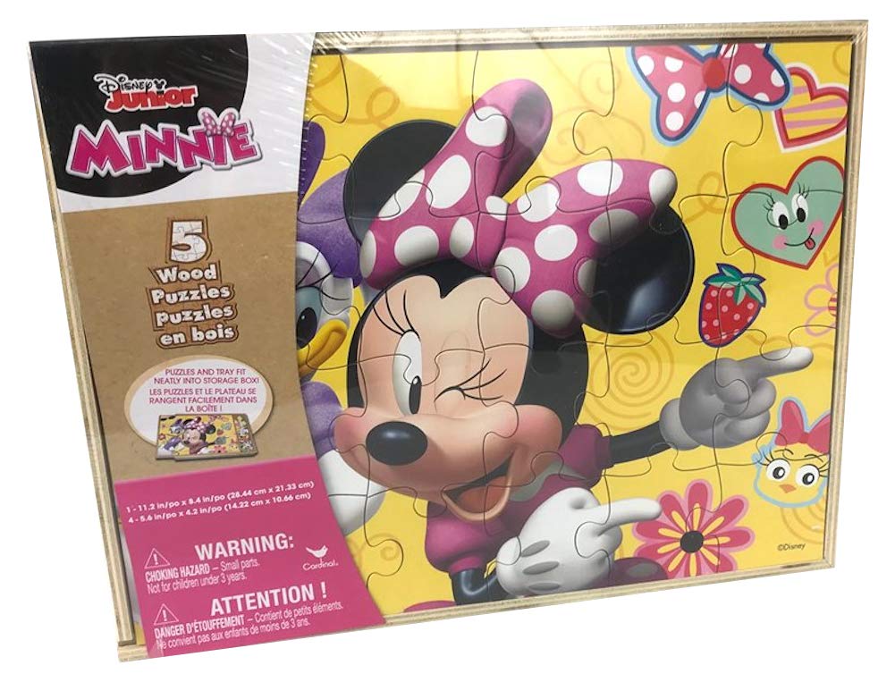 Photo 1 of Disney Minnie Mouse 5 Wood Jigsaw Puzzles in Wood Storage Box