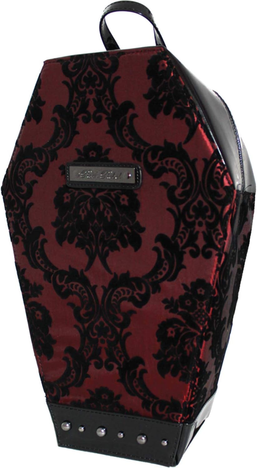 Rock Rebel Women's Damask Coffin Backpack In Red Girls Handbag Red