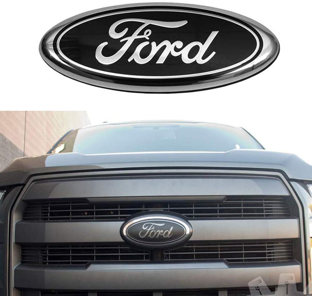 9inch Ford Emblem, Ford Front Grille Emblem F150 Emblem Ford Tailgate Emblem Oval 9"X3.5" Decal Badge Nameplate Also Fits for 04-14 F250 F350, 11-14 Edge, 11-16 Explorer, 06-11 Ranger