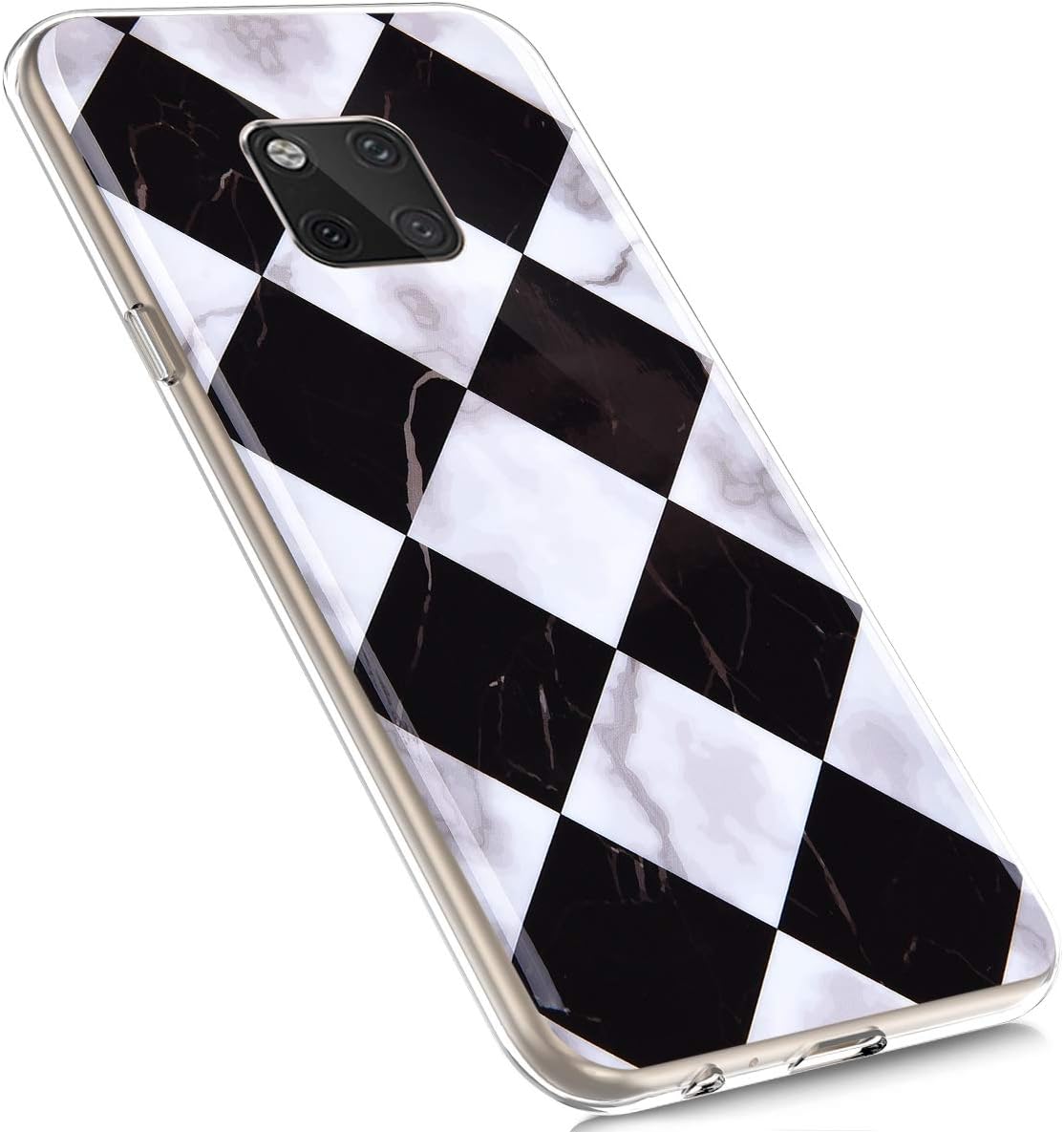 MoreChioce Huawei Mate 20 Pro Case,Huawei Mate 20 Pro Case Silicone,Fashion New Marble Pattern Design Slim Transparent Silicon Protective Cover Compatible with Huawei Mate 20 Pro, Black Square