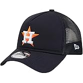 New Era Houston Astros 9FIFTY A-Frame Trucker Cap, Adjustable Hat Blue