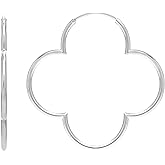 LeCalla 925 Sterling Silver Clover Hoop Earrings | Lightweight Endless Clover Flower Shaped Earrings | Endless Hoops Earring For Women