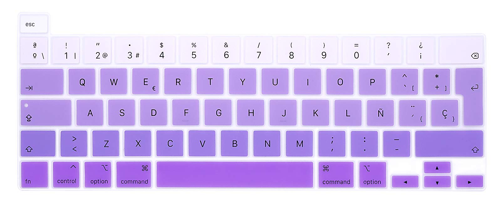 MMDW Spanish Language ESP Silicone Keyboard Cover Skin for MacBook Pro 16 2019 A2141 for MacBook New Pro 13.3 inch A2338 M1/A2251/A2289 with Touch Bar & Touch ID European Version(Ombre purple)