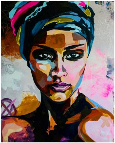 Xufan Aquarelle Astract Femmes Africaines Portrait Peinture A L Huile Toile Affiches Imprime Mur Photo Pour Salon 60x80 Cm Sans Cadre Amazon Fr Cuisine Maison