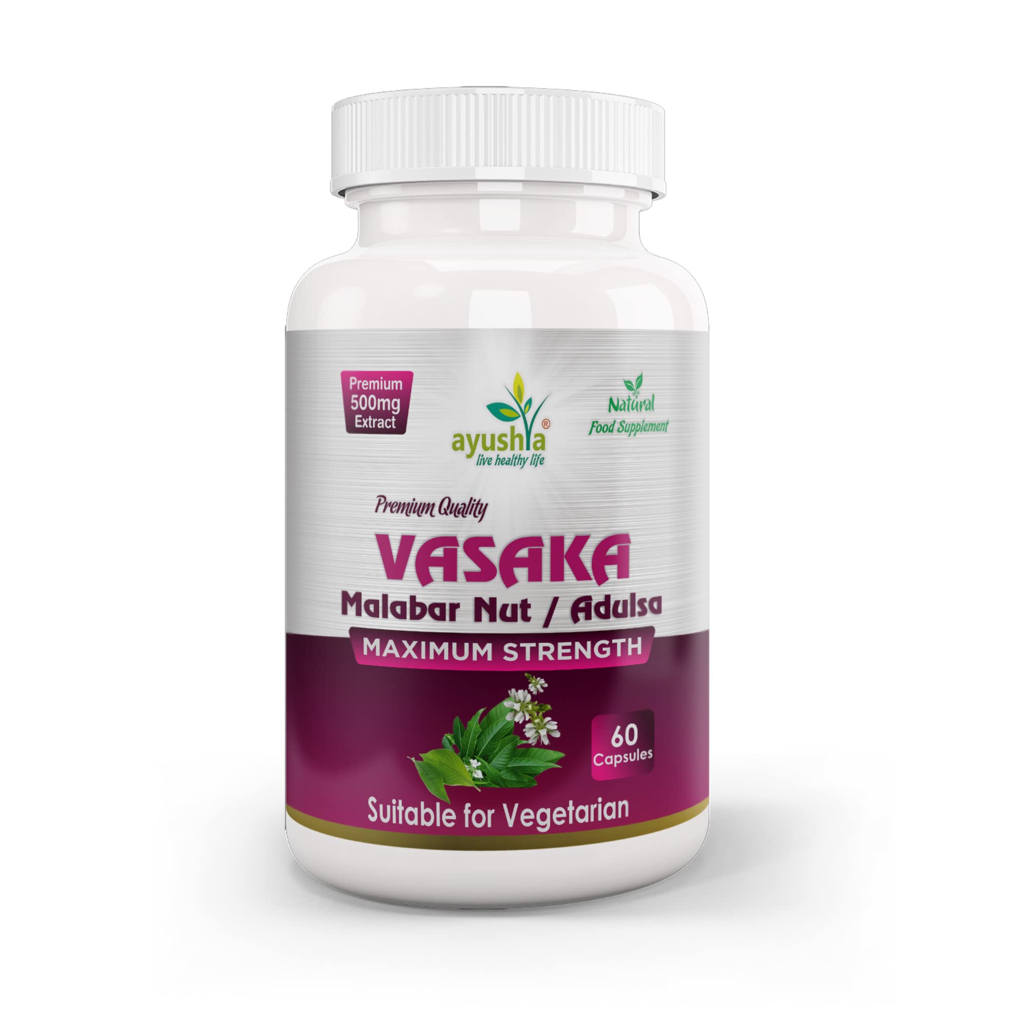Ayushya Vasaka (Adulsa) Capsule, 60 Capsules, Natural