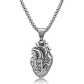 Plikin Heart Anatomy Necklace Stainless Steel Pendant Human Organ Biology Medical Necklaces Nurse