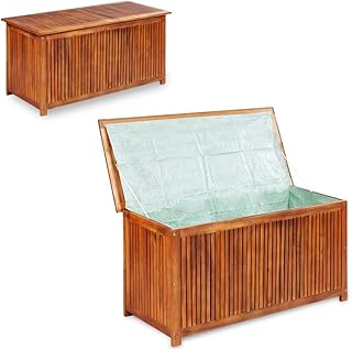 vidaXL Auflagenbox Akazienholz Holztruhe Kissenbox Gartenbox Gartentruhe