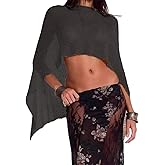 Women Sheer Poncho Top Lightweight Knit Crochet Shrug Bolero Mesh Batwing Sleeve Sweater Cover Up Beachwear