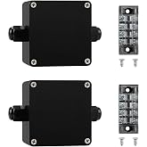 ABS IP67 Waterproof Dustproof Electrical Junction Box, with 15A 600V Barrier Terminal Cable Connector, 1IN/1Out Power Junction Box（2.48 * 2.28 * 1.37in）