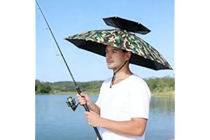 37 Inch Fishing Umbrella Hat,Double Layer Headwear Umbrella,Lightweight & Hands-Free Design for Fishing,Outdoor Activities,Ca