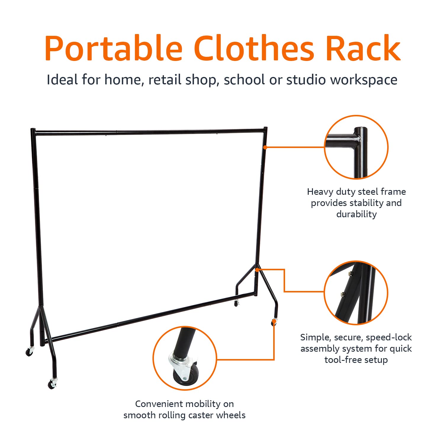 Mua Amazon Basics Heavy Duty Rolling Garment Rack, Hanging Clothes ...