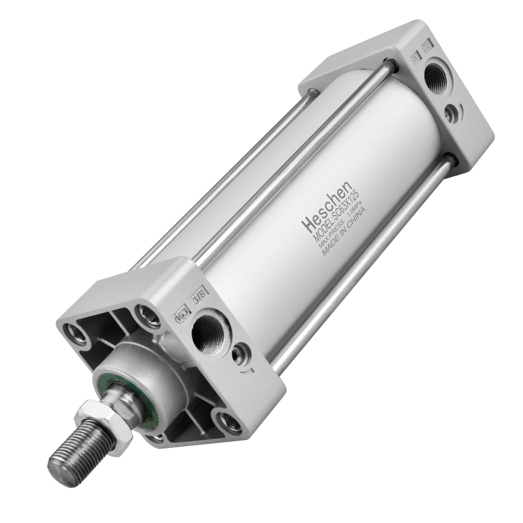 Heschen Pneumatic Standard Cylinder, SC 63-125, PT3/8 Port, 63mm Bore, 125mm Stroke, Double Acting
