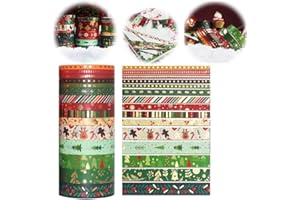 kkrrammii Lot de 21 rouleaux de ruban adhésif Washi de Noël en feuille d'or avec flocons de neige, cerf, arbre pour scrapbook