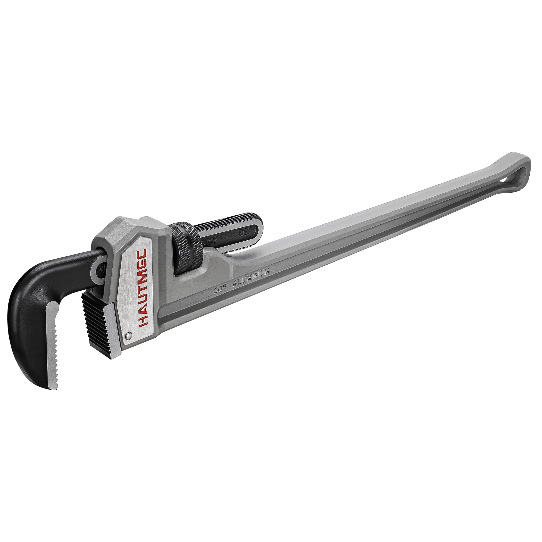 HAUTMEC Heavy-Duty Straight Pipe Wrench, 900mm (36 Inch) Non-Slip and Rust-Proof Plumbing Wrench, Heat-Treated Floating Hook Jaw and Light-Weight Cast Aluminum Wide I-Beam Handle HT0188-PW