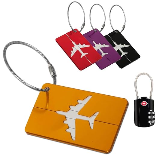 Luggage Tags for Travel TSA Approved Luggage Locks Personalised Metal ID Luggage Labels Tags