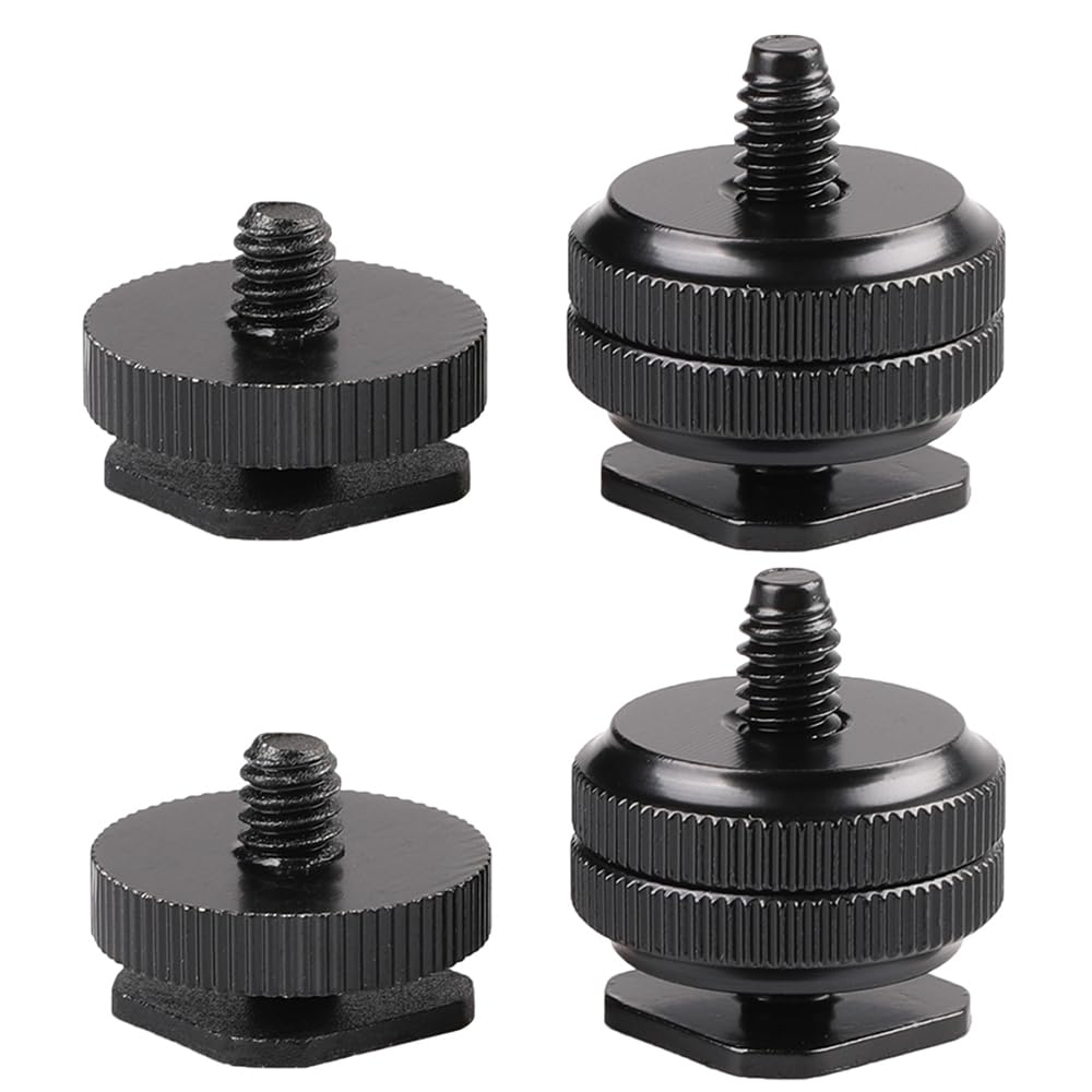 Camera Tripod Adapter Mount Kit 1/4 to 1/4 Screws, 1/4 to 3/8 Converter Thread Screw, Hot Shoe Male or Female Screw Set for Tripod Monopod Flash Plate Mount(4pcs Single Double Layer Screw)