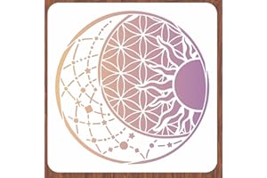 INFUNLY Sun Stencil Flower of Life Mandala Stencil Reusable Stencils for Painting DIY Decorative Stencil Template Flower Stencils Art Templates for Canvas Crafts Wood Wall Furniture