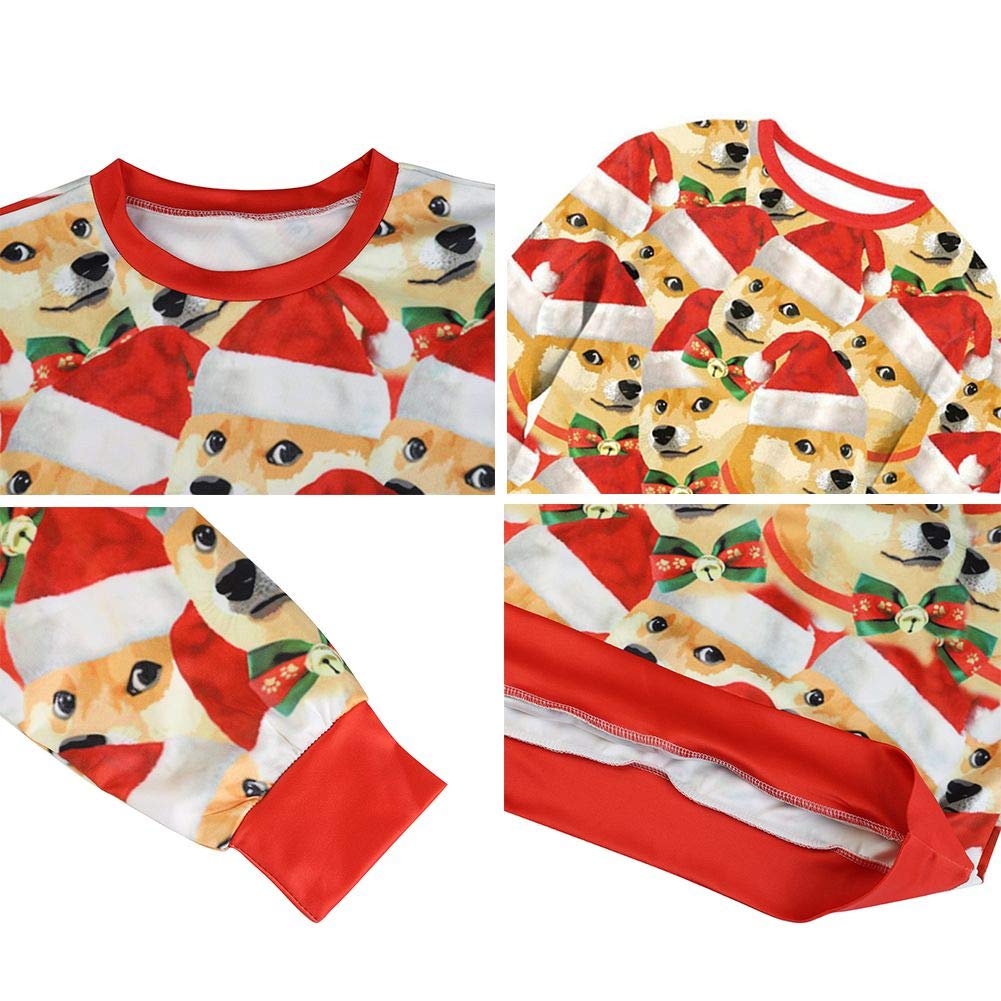 Unisex Christmas Loose Sweatshirt Cute 3D Puppy Crew-neck Shirts Tops