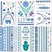 Dalin 6 Sheets Blue Silver Green Body Jewelry Temporary Metallic Tattoos Adult Temp Metallic Glitter Art Flash Tattoos Long Lasting
