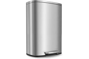 BestOffice 13 Gallon (50L) Trash Can with Lid Garbage Can Commercial Trash Can with Soft-Close Foot Pedal Fingerprint Proof S