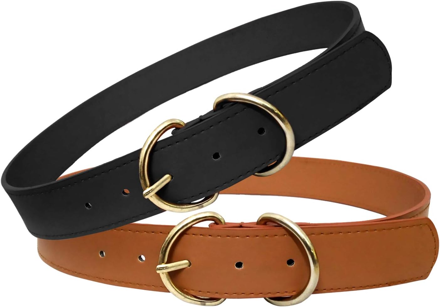 Women's Formal/Casual Genuine Synthetic Belt -Combo of 2 Brown Black Belt