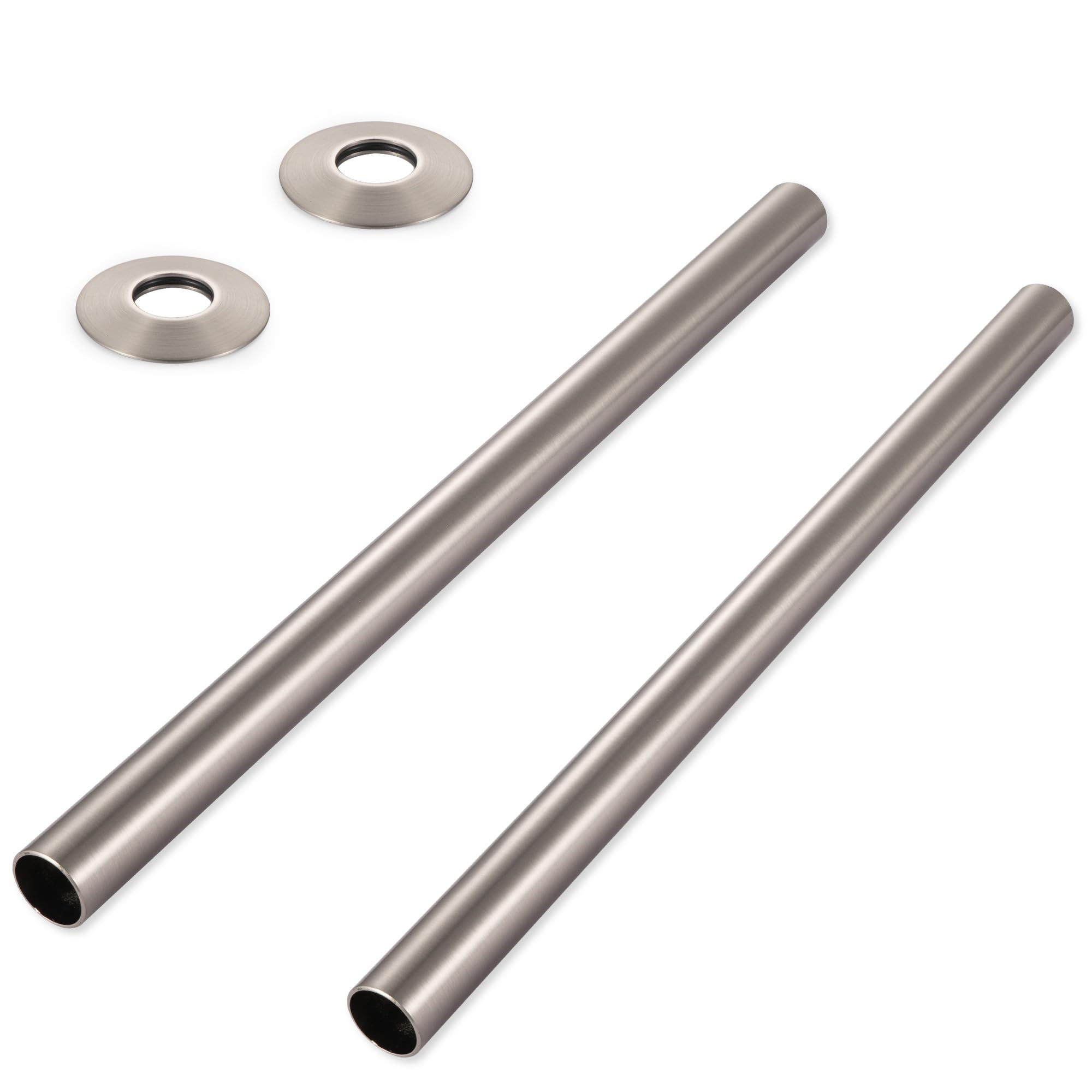 VANCOCO 2Pcs 300mm×15mm Radiator Pipe Sleeves, Satin Nickel Radiator Collars Cover Pair Radiator Pipe Covers