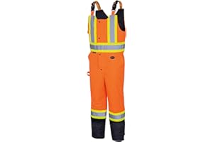 Pioneer Hi Vis Overall Bib Pants for Men - Waterproof Insulated Work Safety Pants - Stay Warm all Winter - Reflective