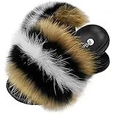 HIPRETTYUS Women's Real Fox Fur Slides, Fluffy Fur Sandals for Indoor/Outdoor Comfort
