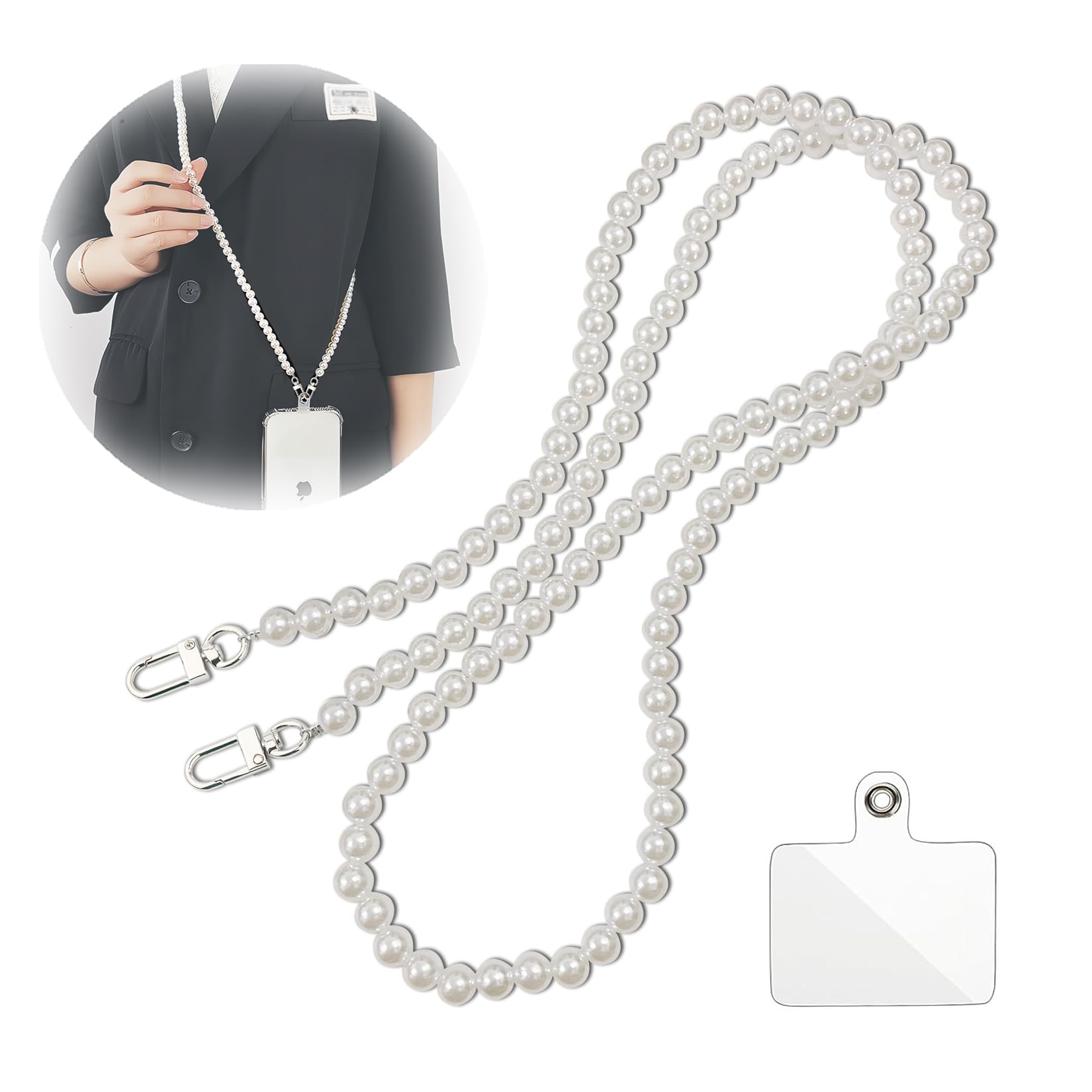 HiWODO Mobile Phone Lanyard Crossbody,Acrylic Beaded Phone Strap with Metal Buckle,iphone Lanyard Neck Strap Compatible with Most Smartphones Cases