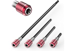 Buhobha 4PCS Drill Bit Extension Set, 1/4" Hex Shank Magnetic Bit Holder in 2", 4", 6", 12" Lengths, Cr-V Steel for Impact Driver, Screwdriver Bits, Nuts & Sockets
