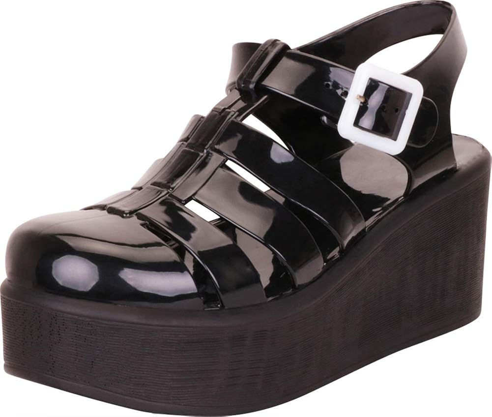 caged jelly sandals womens