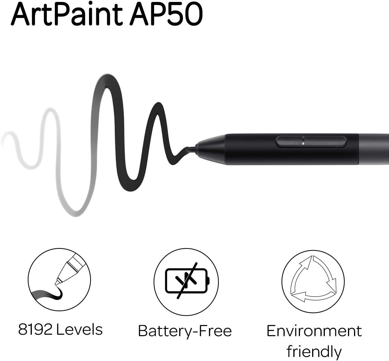 GAOMON ArtPaint AP50 Battery-Free Stylus with 8192 Levels Pen Pressure for PD1161/PD1220/PD1320/PD1561 /PD156Pro Pen Display - Image 3