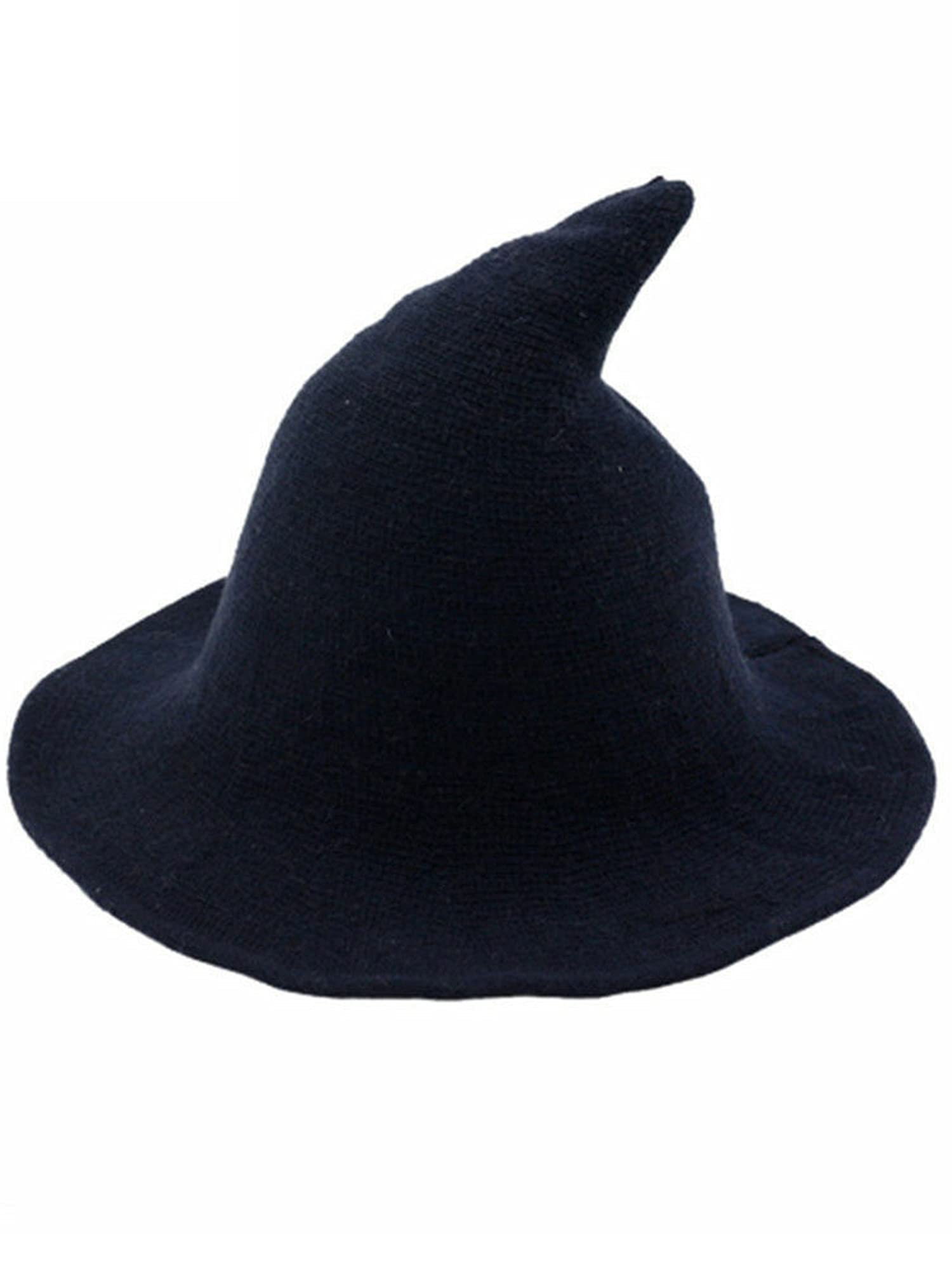 YILEEGOO Women Witch Pointed Hat, Brim Foldable Brim Knitted Cosplay Halloween Party Masquerade Costume Accessory for Adult