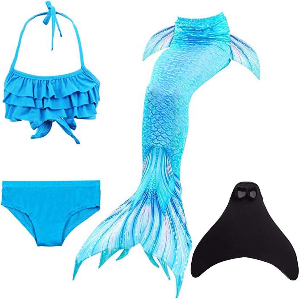 SPEEDEVE Girls Mermaid Tails with Monofin Cosplay Costume Swimwear Bikini Sets