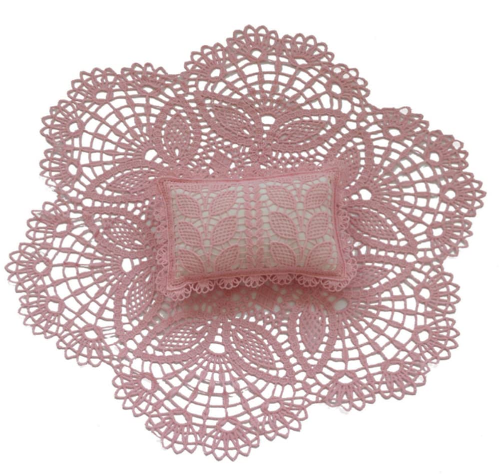 Photo 1 of Baby Photography Props Wrap Mat Newborn Boy Girl Photo Shoot Positioning Cushion with Lace Wrap Mat Photography Shoot(Pink)