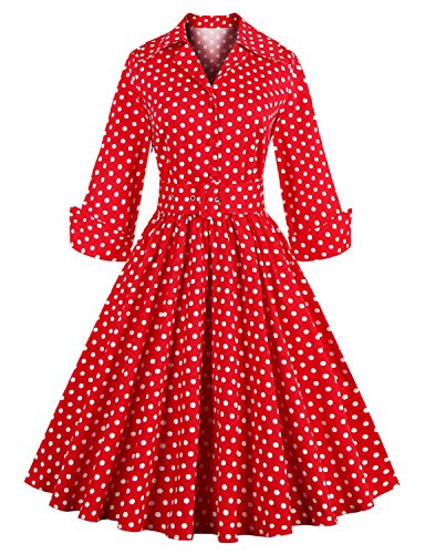 vintage dress 1920s Polka Dot Vintage Swing RED XL