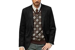 PJ PAUL JONES Mens Blazer Jacket Faux Leather Suit Jacket Casual 2 Buttons Suede Sport Blazer Coat with Pockets