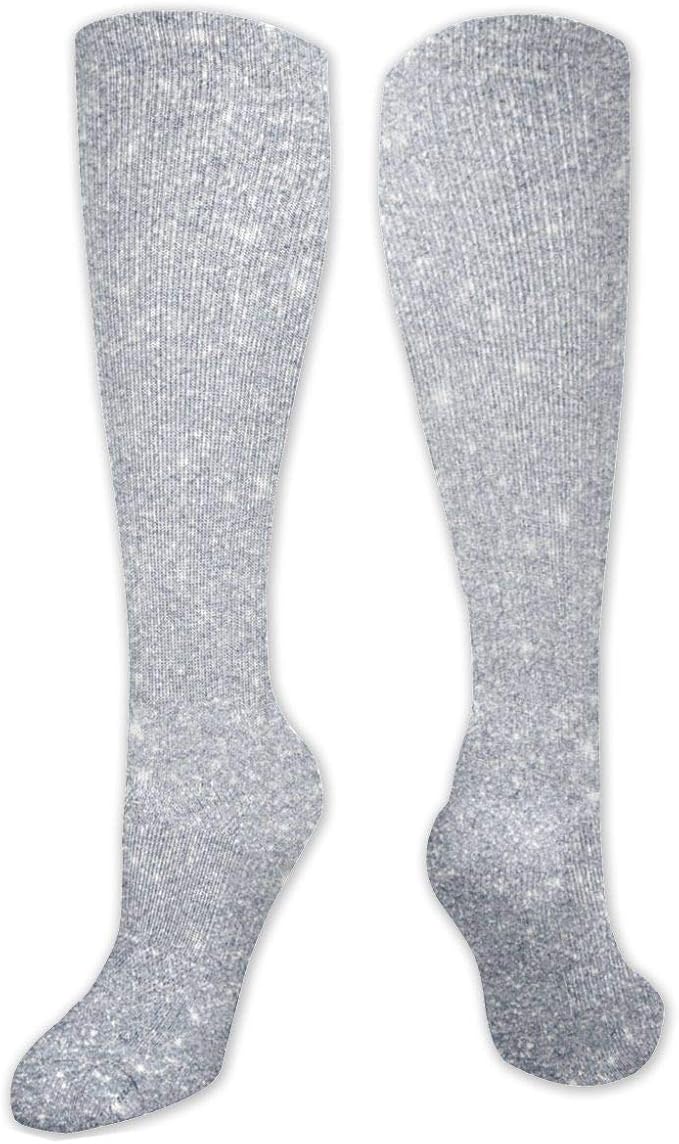 Light Silver Glitter Unisex Athletic Socks Thigh Stockings Over Knee
