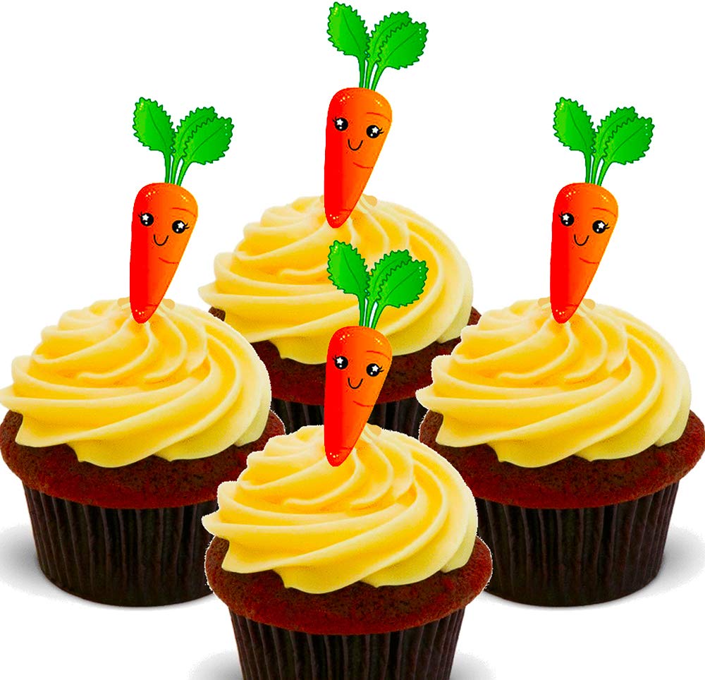 Made4You Carrot Cake! - Edible Cupcake Toppers - Stand-up Wafer Cake Decorations (Pack of 24)