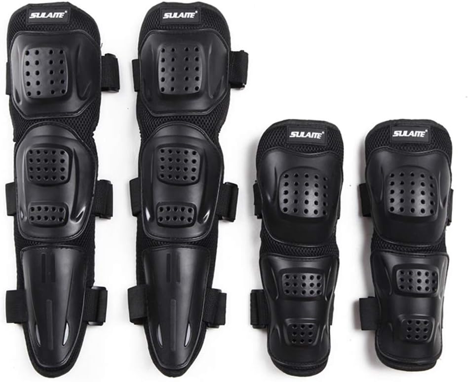 RENNICOCO 4 Pcs Motocross Elbow Knee Shin Guard Pads Breathable Adjustable Knee Cap Pads Protector Elbow Armor for Motorcycle Cycling Racing