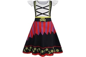 Sukyfecde Girls Pirate Dress Buccaneer Costume Kids Birthday Party Dress Halloween Cosplay Outfits