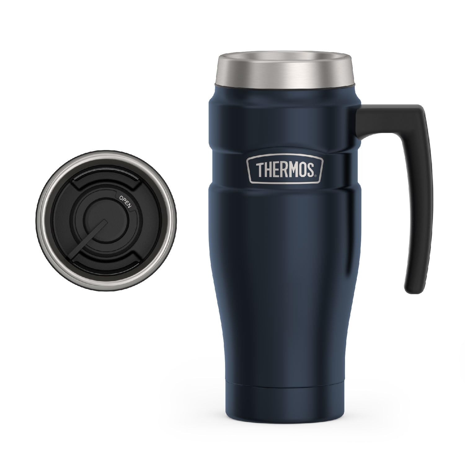 Photo 1 of ** SOLD AS IS NO RETURN /REFUND** SEE COMMENTS!
THERMOS Stainless King Vacuum-Insulated Travel Mug with Handle - 16oz, Midnight Blue - Thermos Tumbler for Hot & Cold Drinks - Leak & Sweat-Proof Stainless Steel Coffee Mug with Lid for Commuting
