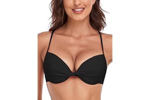 Colloyes Women‘s Push Up Bikini Top Twist Front Underwire Bathing Suits