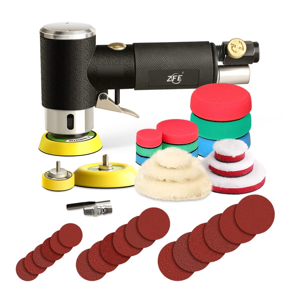 Photo 1 of ***(MISSING ALL ACCESSORIES)***ZFE 1/2/3 Inch Random Orbital Air Sander, Mini Pneumatic Sander for Auto Body Work, High Speed Air Powered Polisher with 15 Polishing Buffing Pads,18 Sandpapers