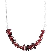 Sunshinegems Garnet Chips Bar Necklace Silver, Polished Raw Gemstone, Healing Crystals, Gift for Her, Birthday, Gemstone Jewelry 18 inch Stone Weight 15 to 20 Approx