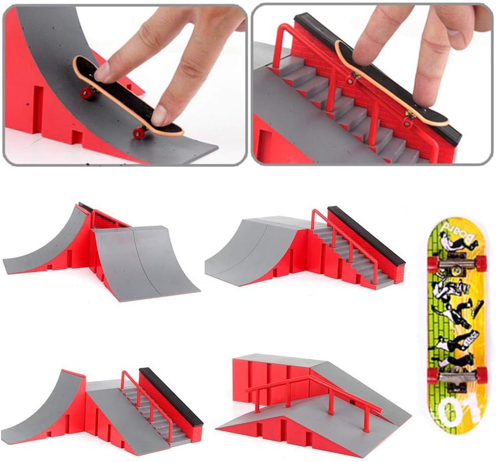 AumoToo Skatepark Ramps, Mini Fingerboard Skate Park Kit DIY Finger Skate Boarding Ultimate