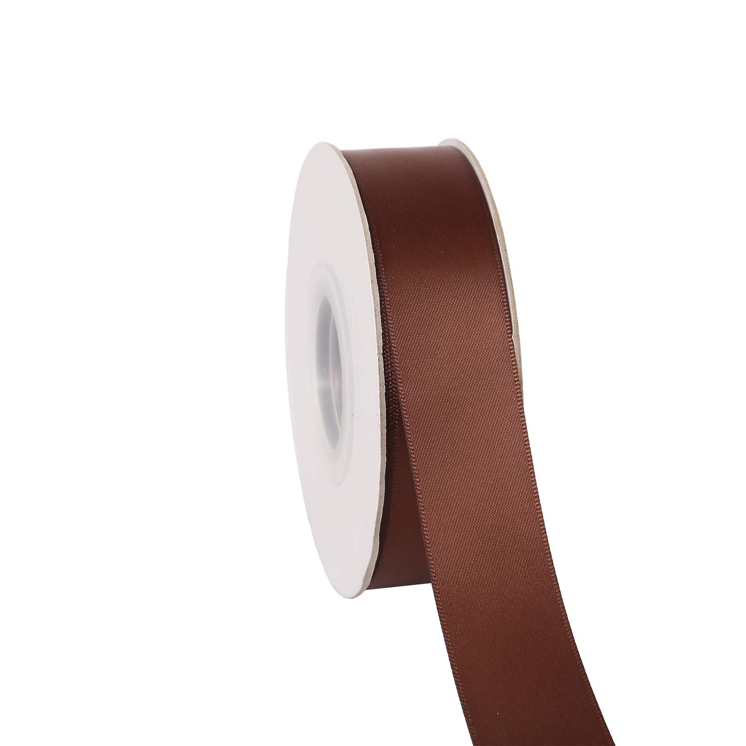 Ribbonitlux 25mm Wide Double Face Satin Ribbon 22 Meters (850-Brown, Set for Gift Wrapping, Party Decor, Sewing Applications, Wedding and Craft