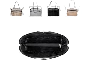 ZTUJO Purse Organizer Insert For Handbags,Mesh Bag Organizer Insert With Zipper Bag Tote Shaper Fit Speedy Neverful PM MM le Pliage,Light Weight (Black, Large)