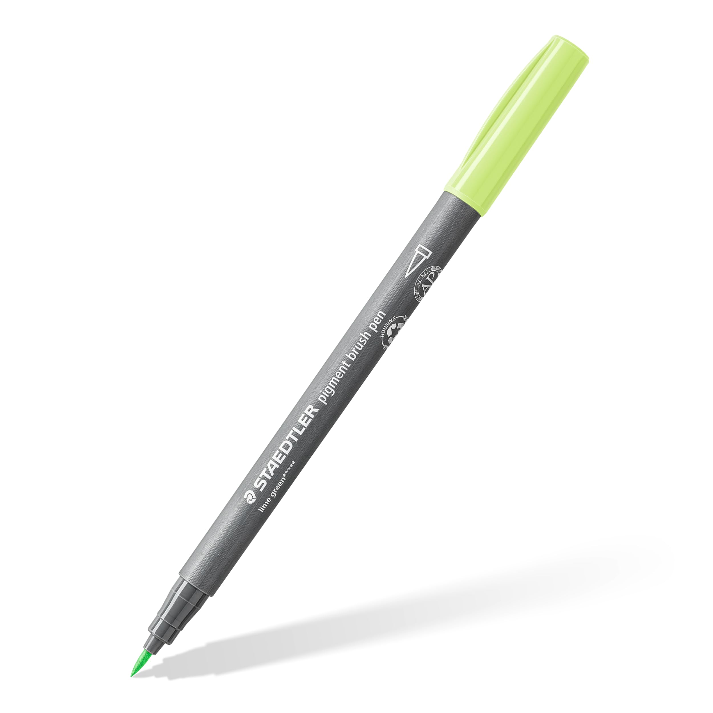 STAEDTLER 371-530 Pigment Arts Brush Pen - Lime Green (Box of 10)