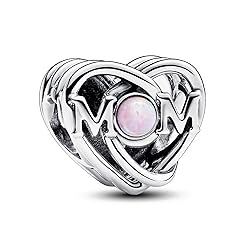 MGIUL Pink Gem Mom Heart Charm for Women Bracelets